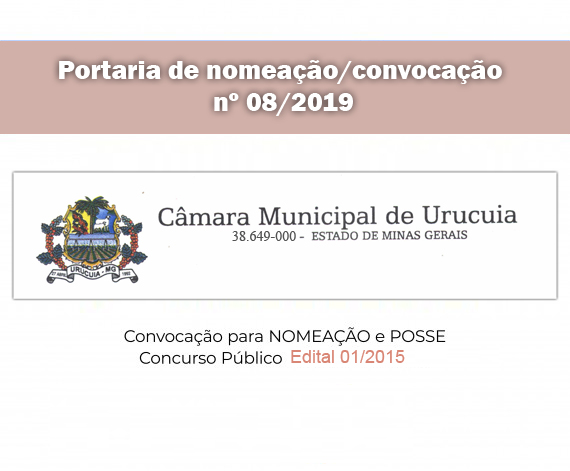 Portaria de nomeação/convocação  nº 08/2019